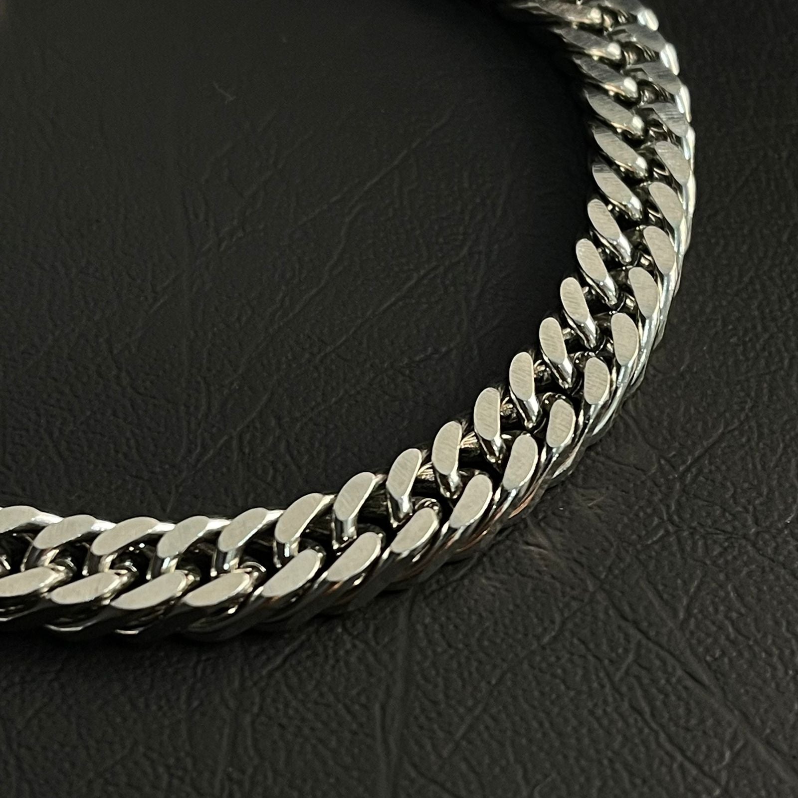 8mm Stainless Steel Diamond Cut Curb Link Chain Bracelet For Men