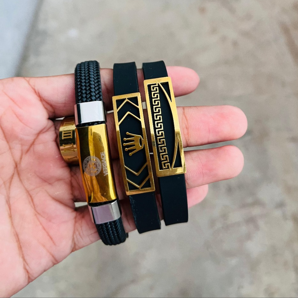 Men Plain Leather Wrist Band