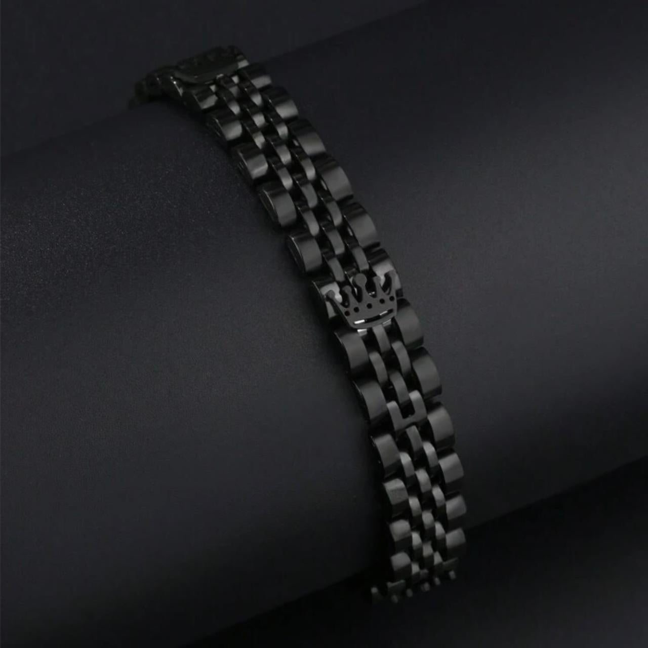 Premium Crown Jubilee Bracelet for Men (Black)
