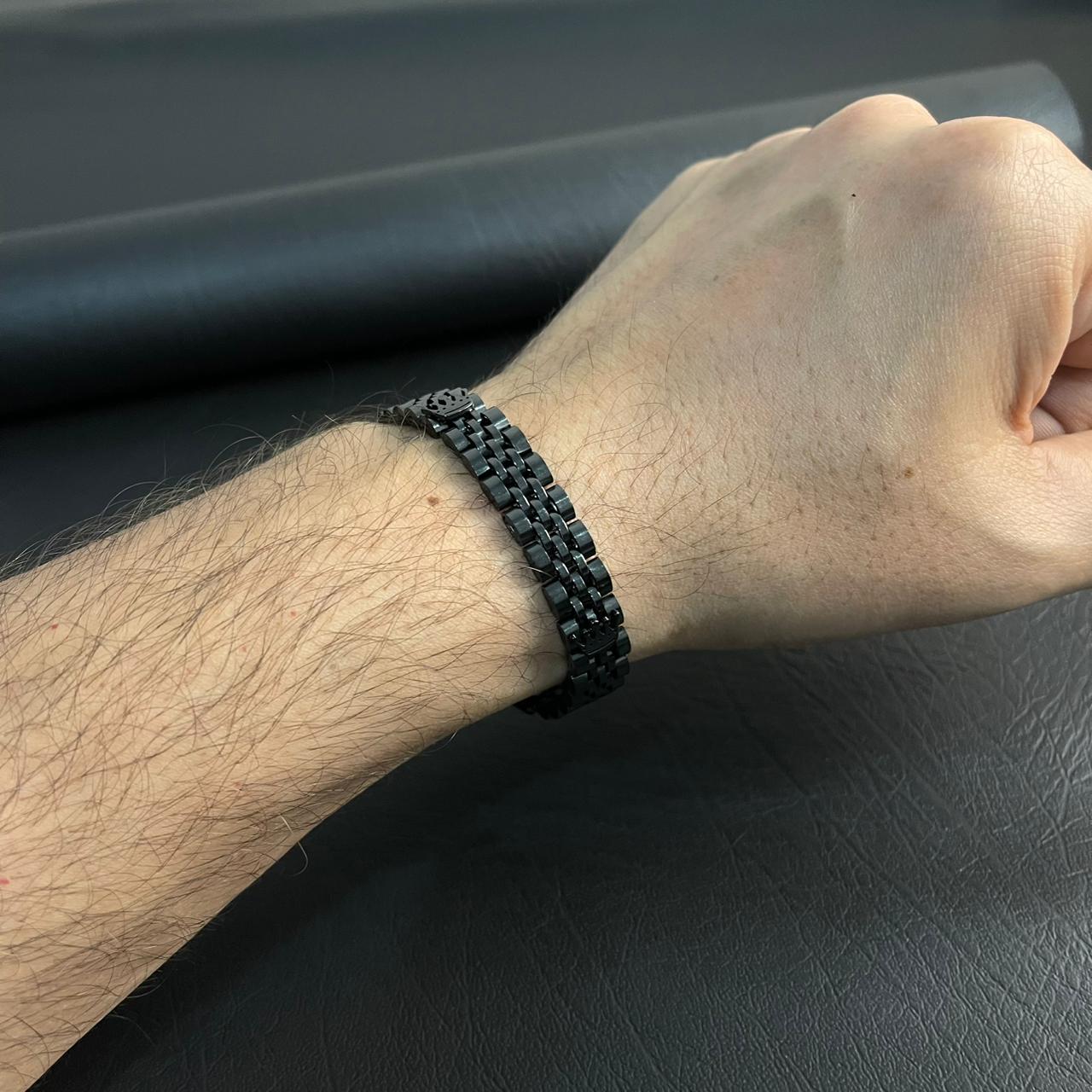 Premium Crown Jubilee Bracelet for Men (Black)