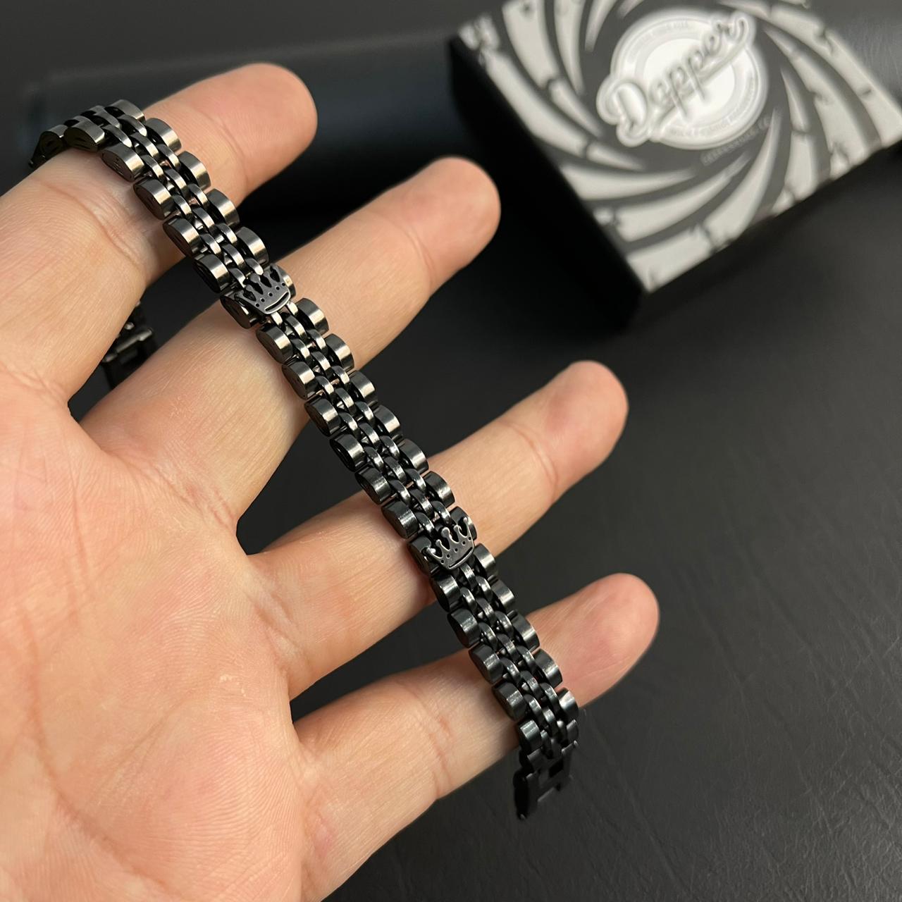 Premium Crown Jubilee Bracelet for Men (Black)
