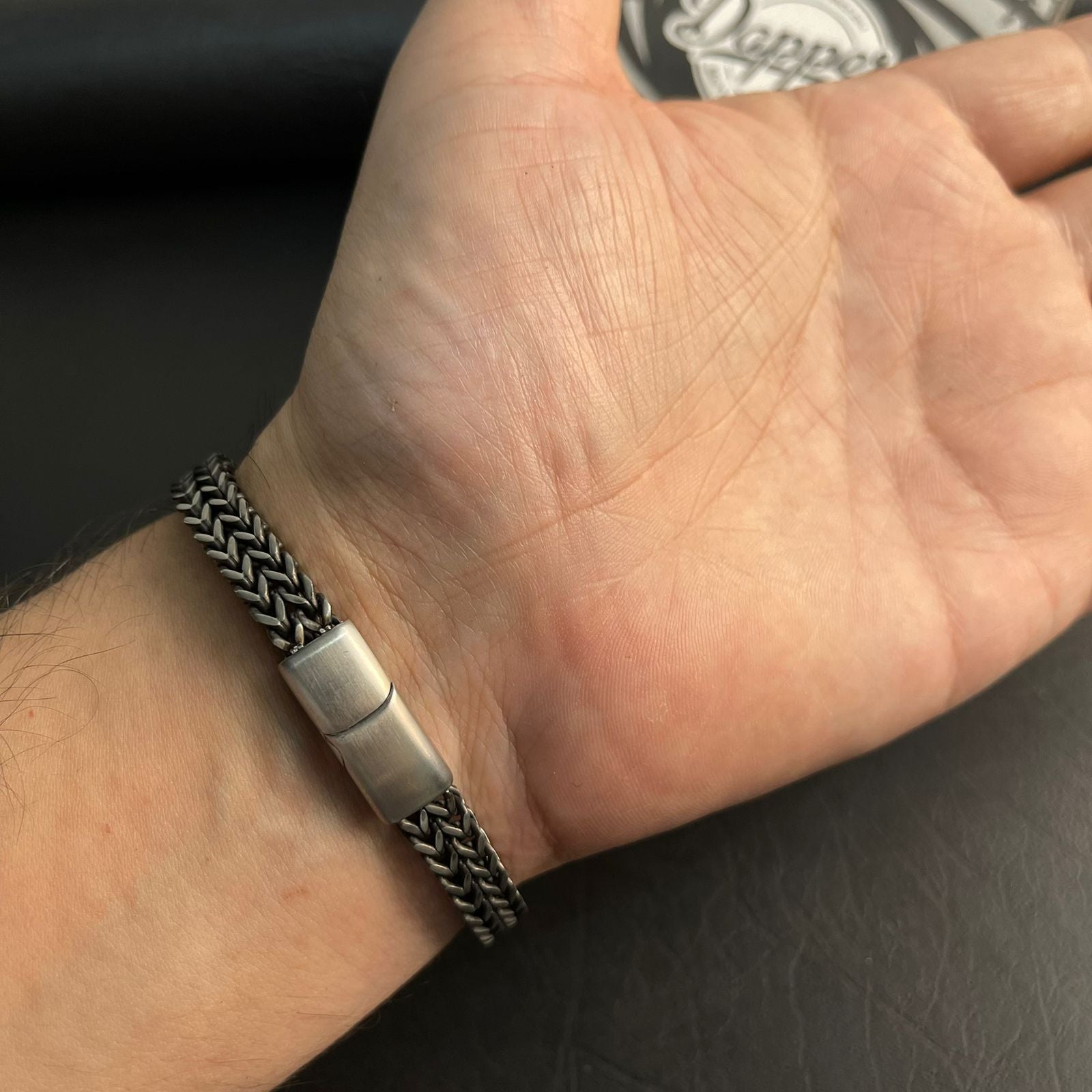 Antique Silver Foxtail Chain Bracelet for Men - 7mm