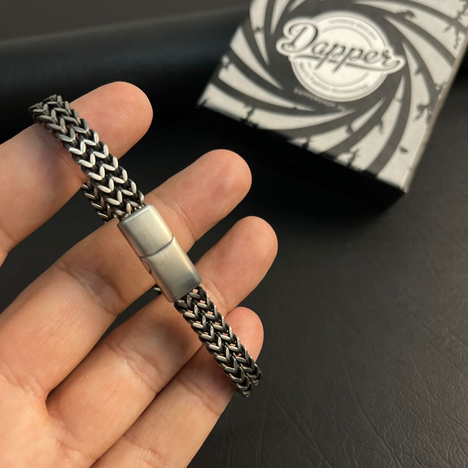 Antique Silver Foxtail Chain Bracelet for Men - 7mm