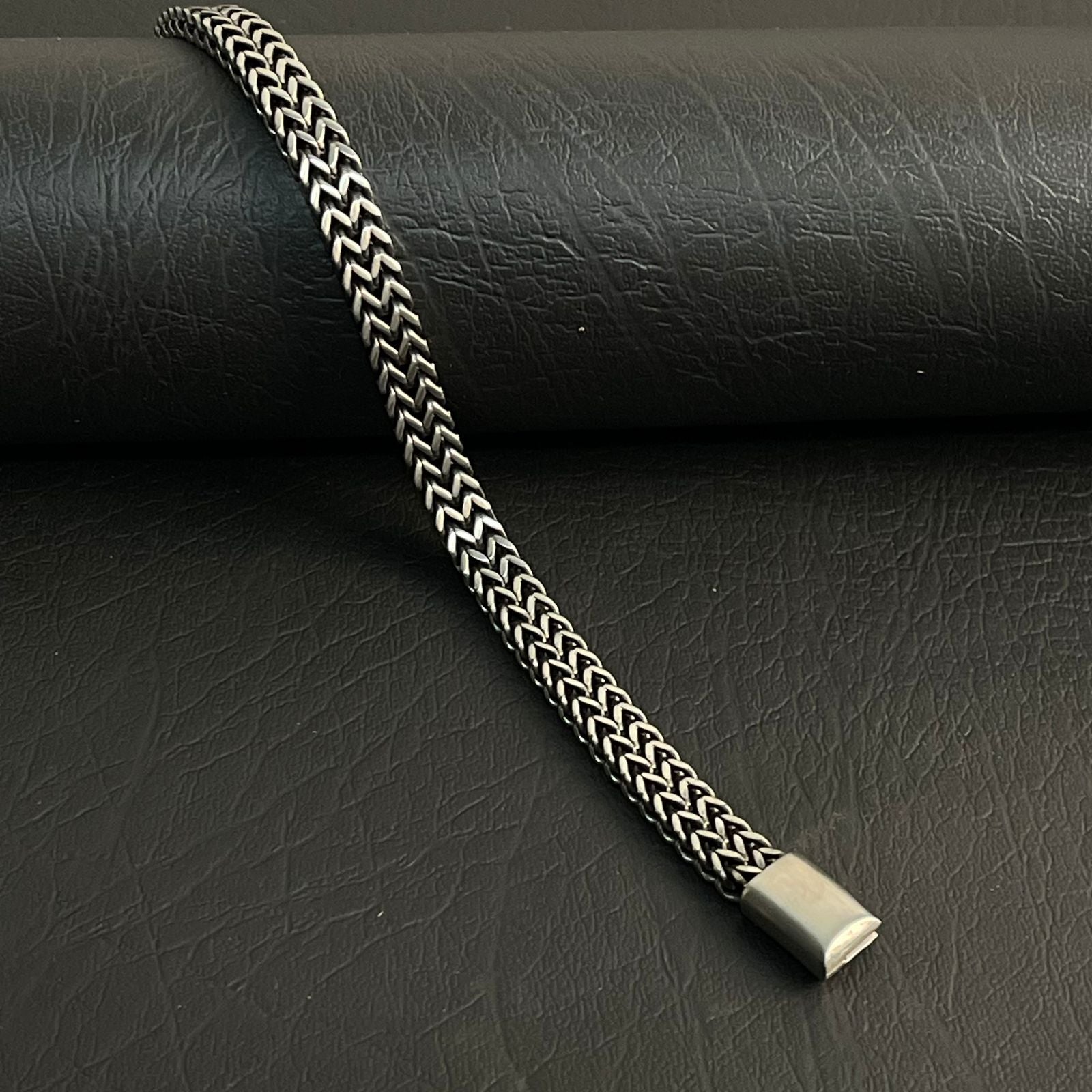 Antique Silver Foxtail Chain Bracelet for Men - 7mm