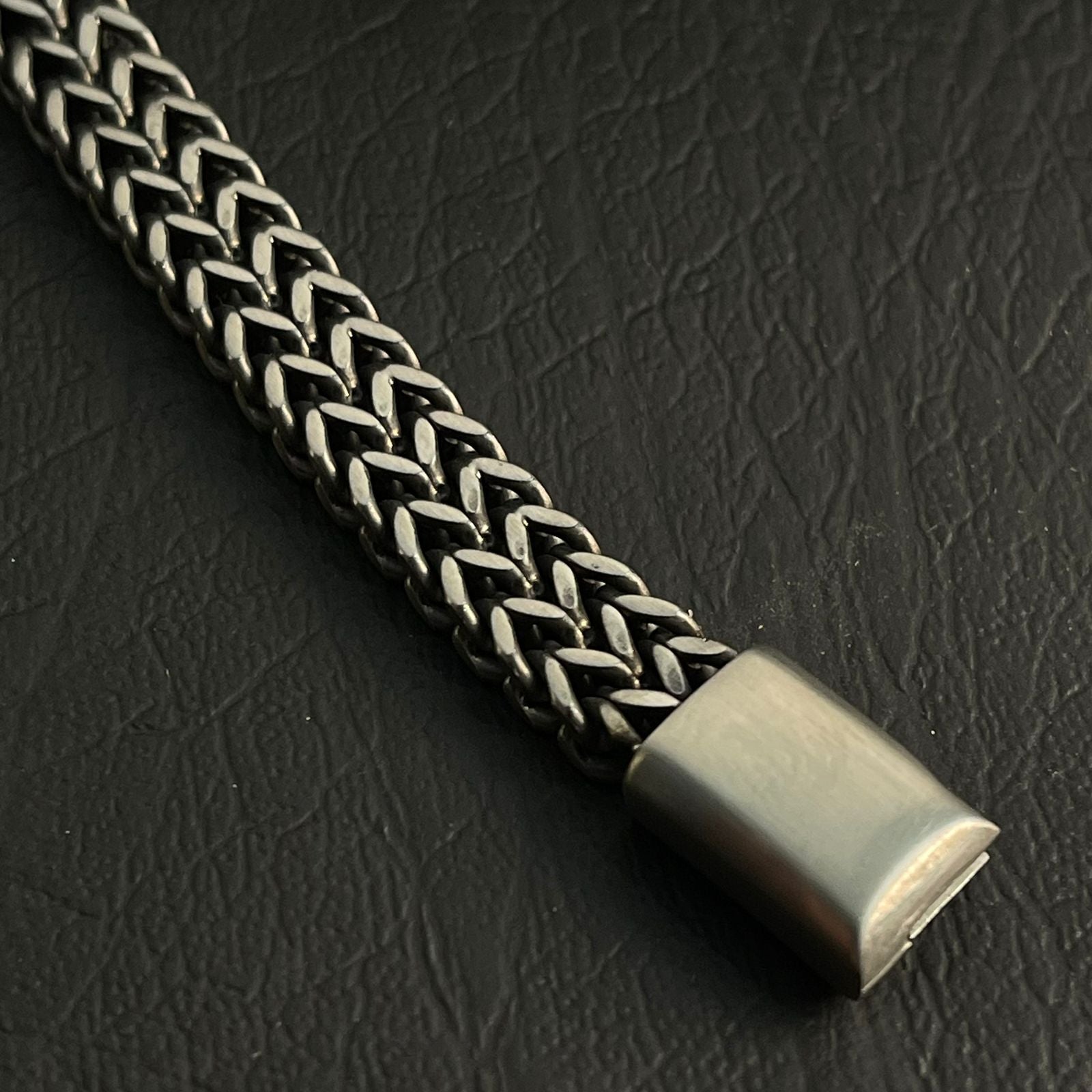Antique Silver Foxtail Chain Bracelet for Men - 7mm