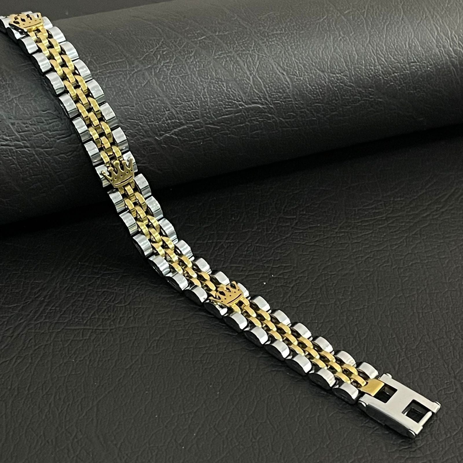 Premium Crown Jubilee Bracelet for Men-S-Gold