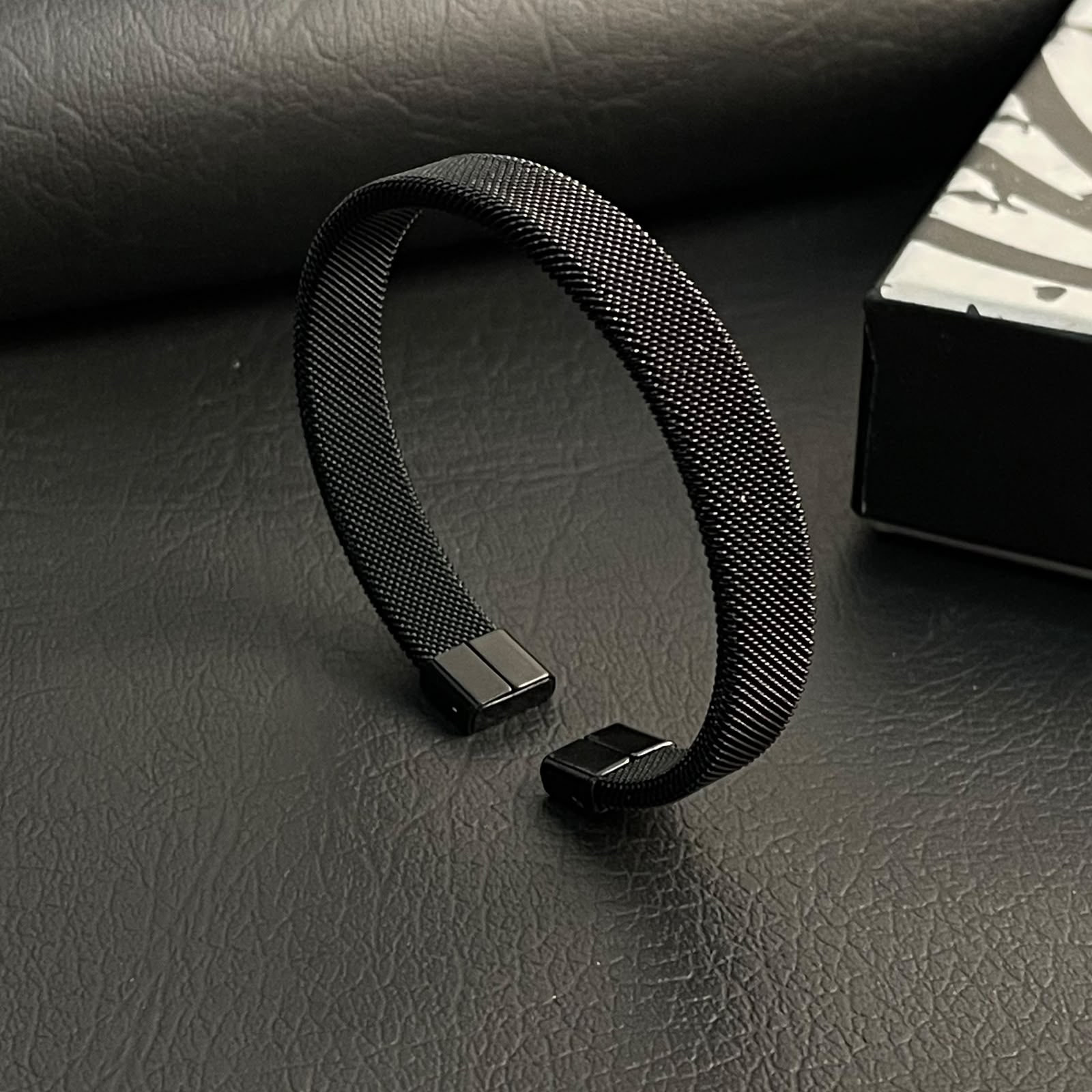 Black Mesh Bangle Kara Bracelets for Men