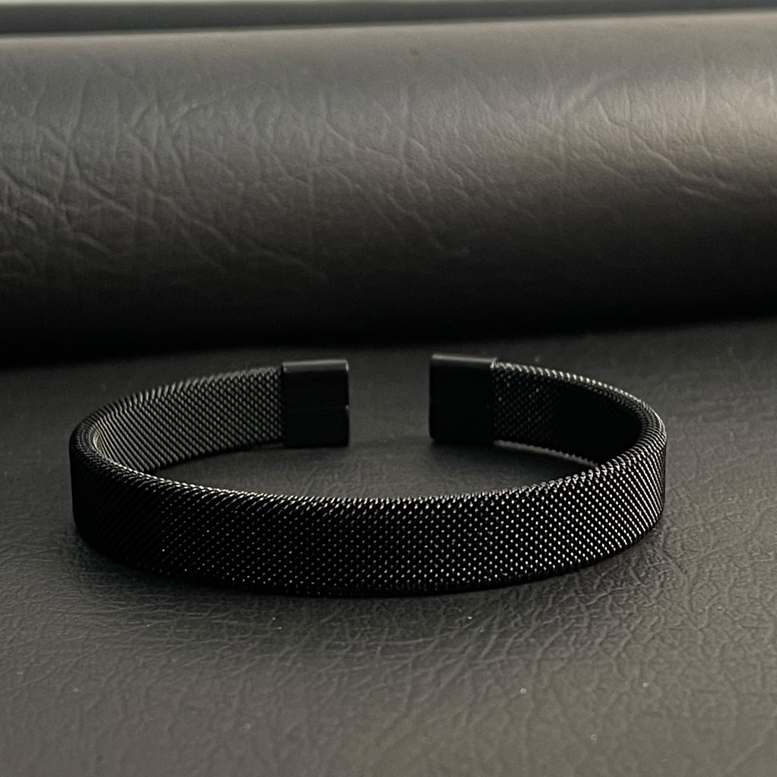 Black Mesh Bangle Kara Bracelets for Men