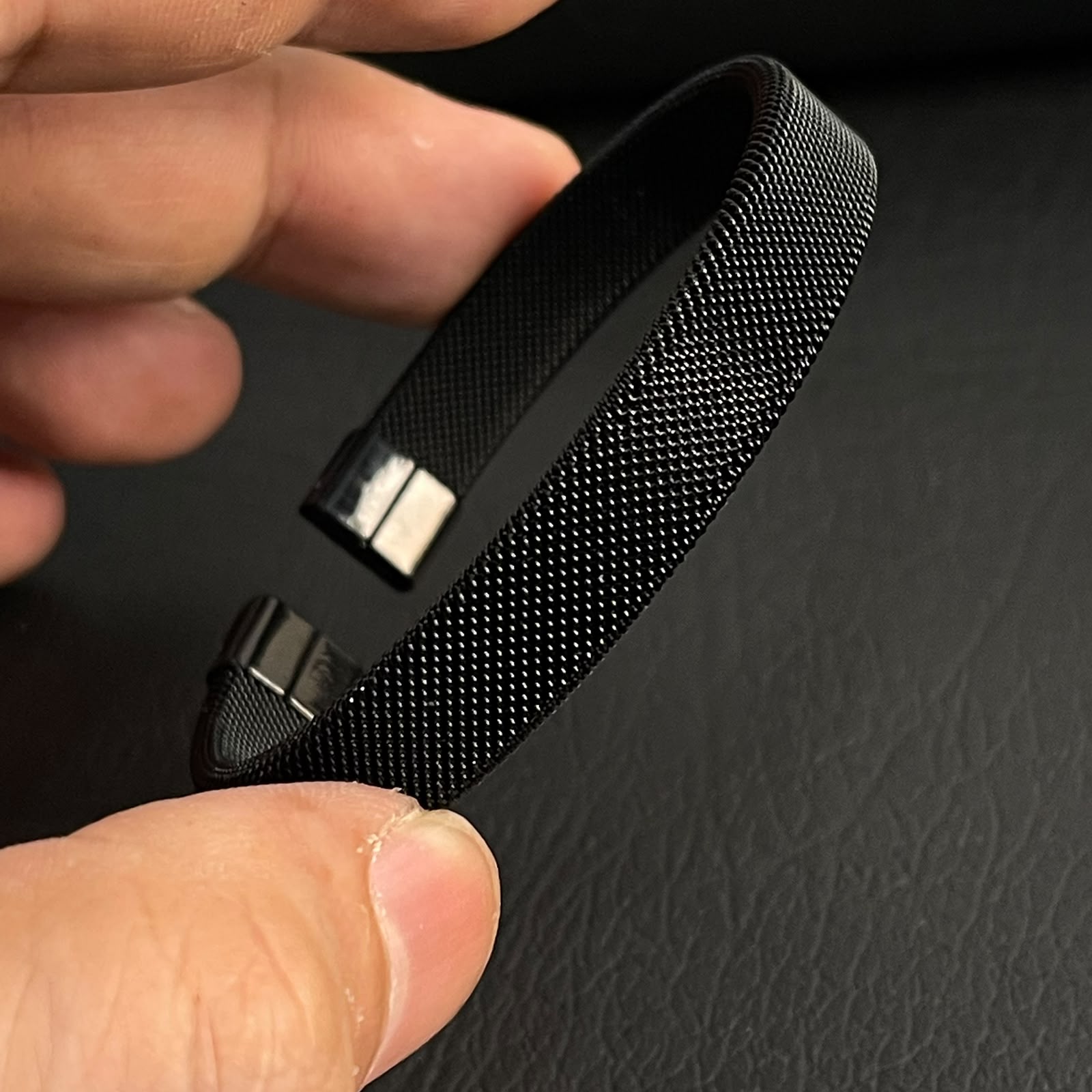 Black Mesh Bangle Kara Bracelets for Men