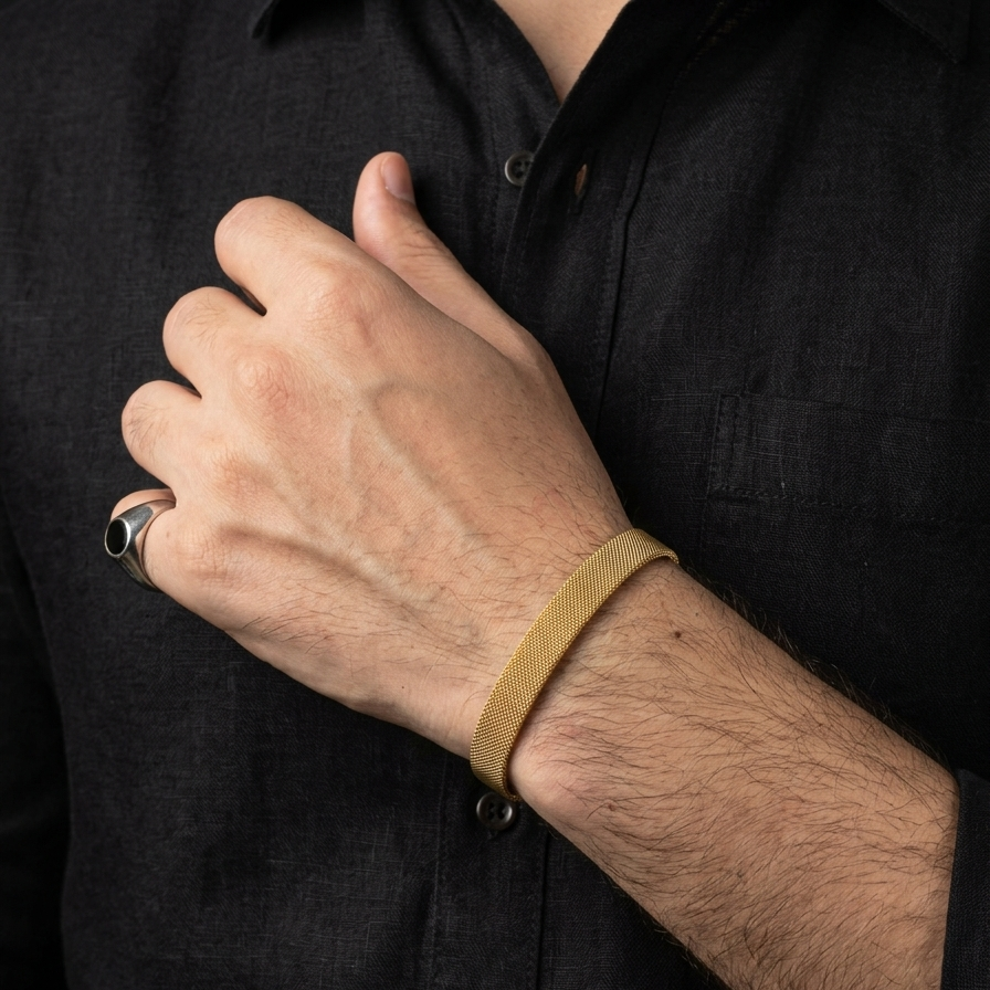 Golden Mesh Bangle Kara Bracelets for Men