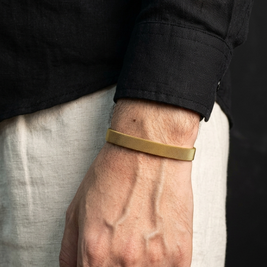 Golden Mesh Bangle Kara Bracelets for Men