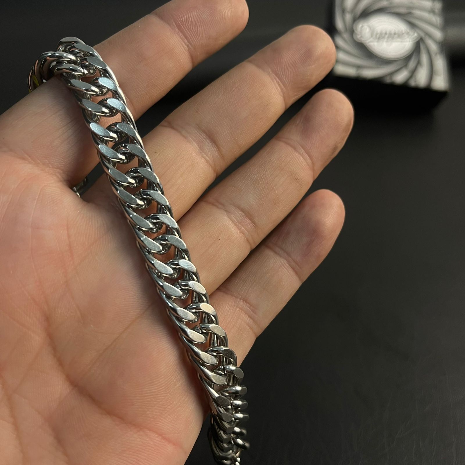 12mm Stainless Steel Cuban Link Chain Bracelet For Men