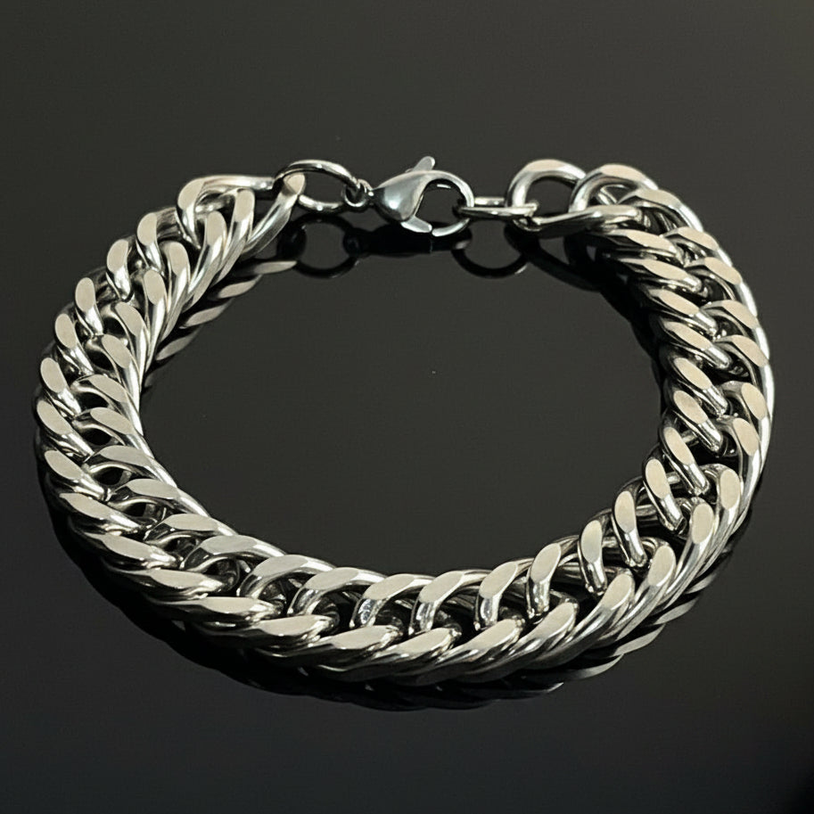 12mm Stainless Steel Cuban Link Chain Bracelet For Men