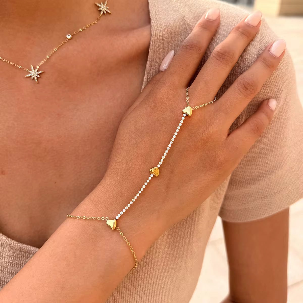 Crystal Heart Hand Chain