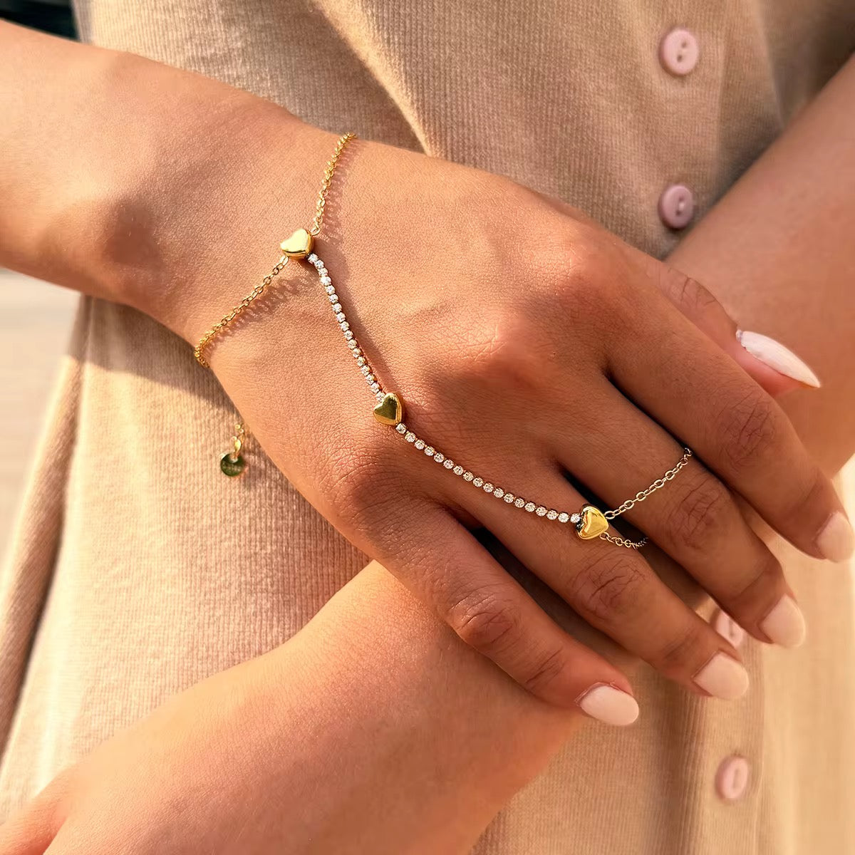 Crystal Heart Hand Chain