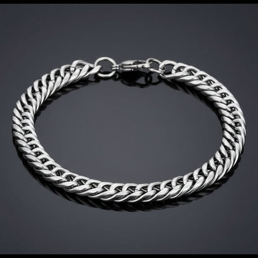 8mm Stainless Steel Diamond Cut Curb Link Chain Bracelet For Men