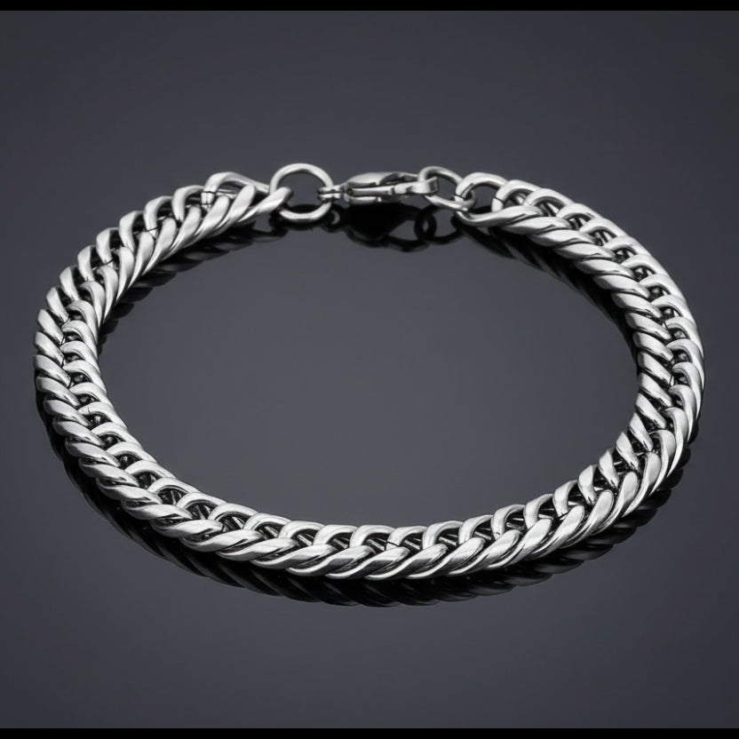 8mm Stainless Steel Diamond Cut Curb Link Chain Bracelet For Men