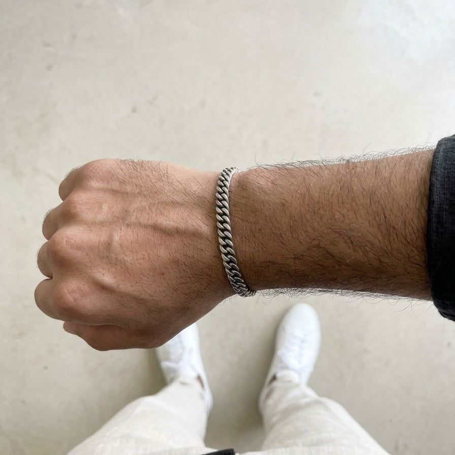 8mm Stainless Steel Diamond Cut Curb Link Chain Bracelet For Men