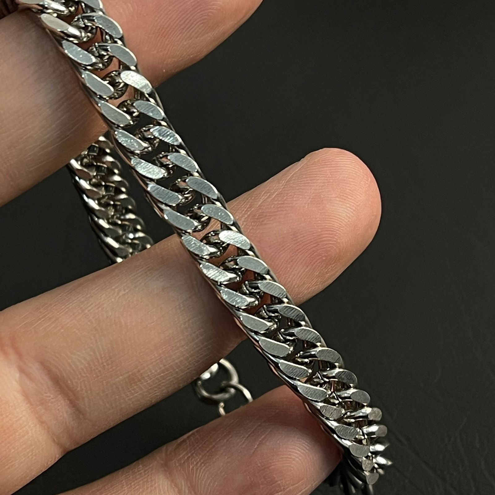8mm Stainless Steel Diamond Cut Curb Link Chain Bracelet For Men