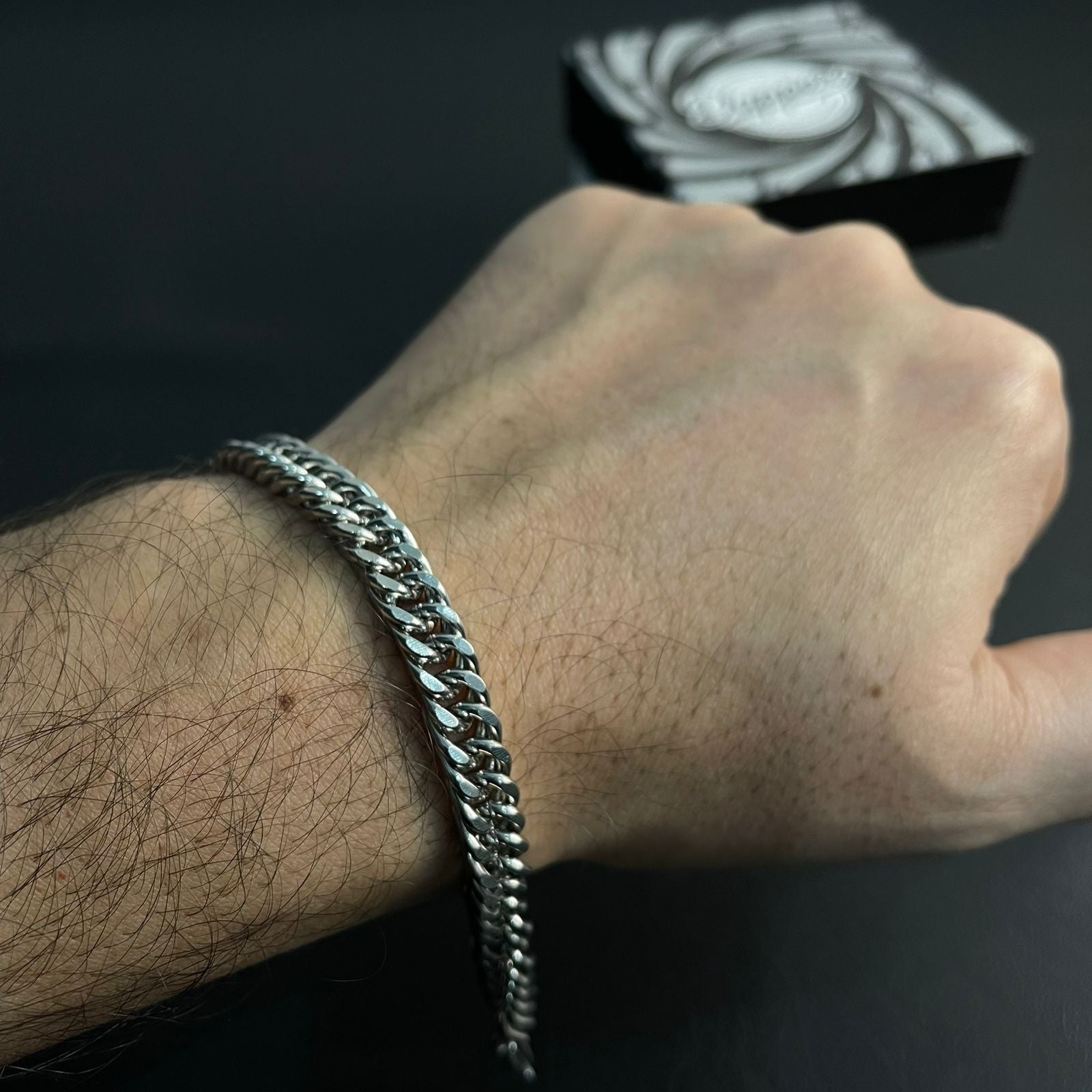8mm Stainless Steel Diamond Cut Curb Link Chain Bracelet For Men
