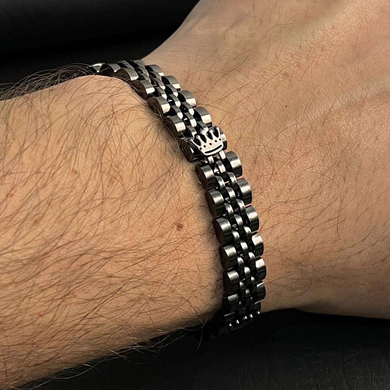Premium Crown Jubilee Bracelet for Men (Black)