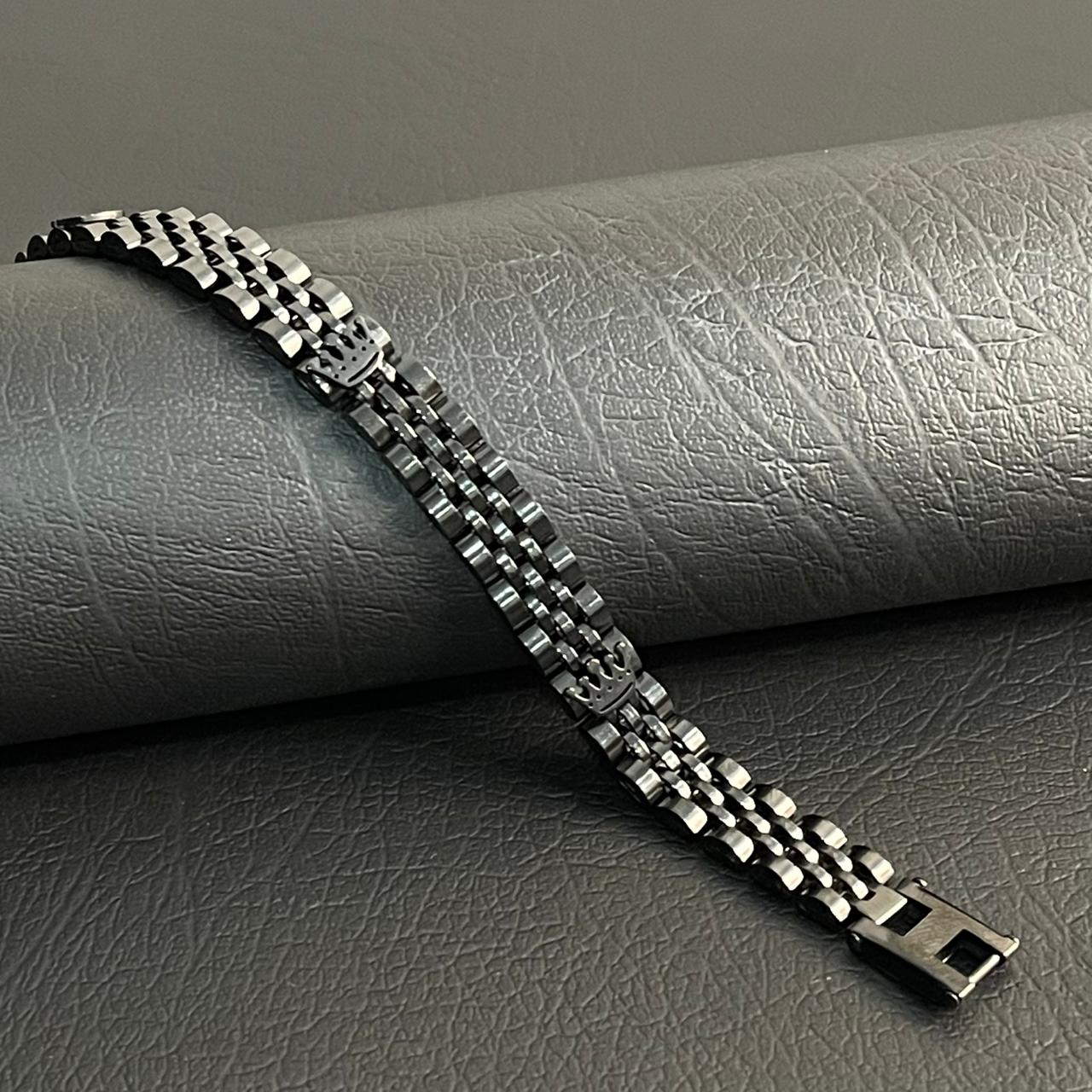 Premium Crown Jubilee Bracelet for Men (Black)