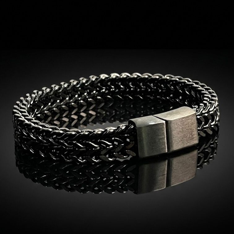 Premium Black Foxtail Chain Bracelet for Men