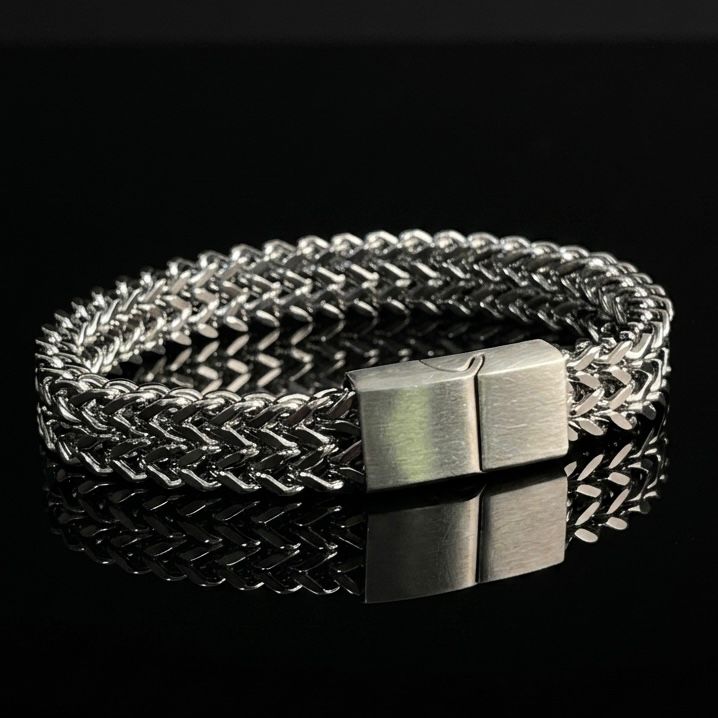 Premium Silver Foxtail Chain Bracelet for Men
