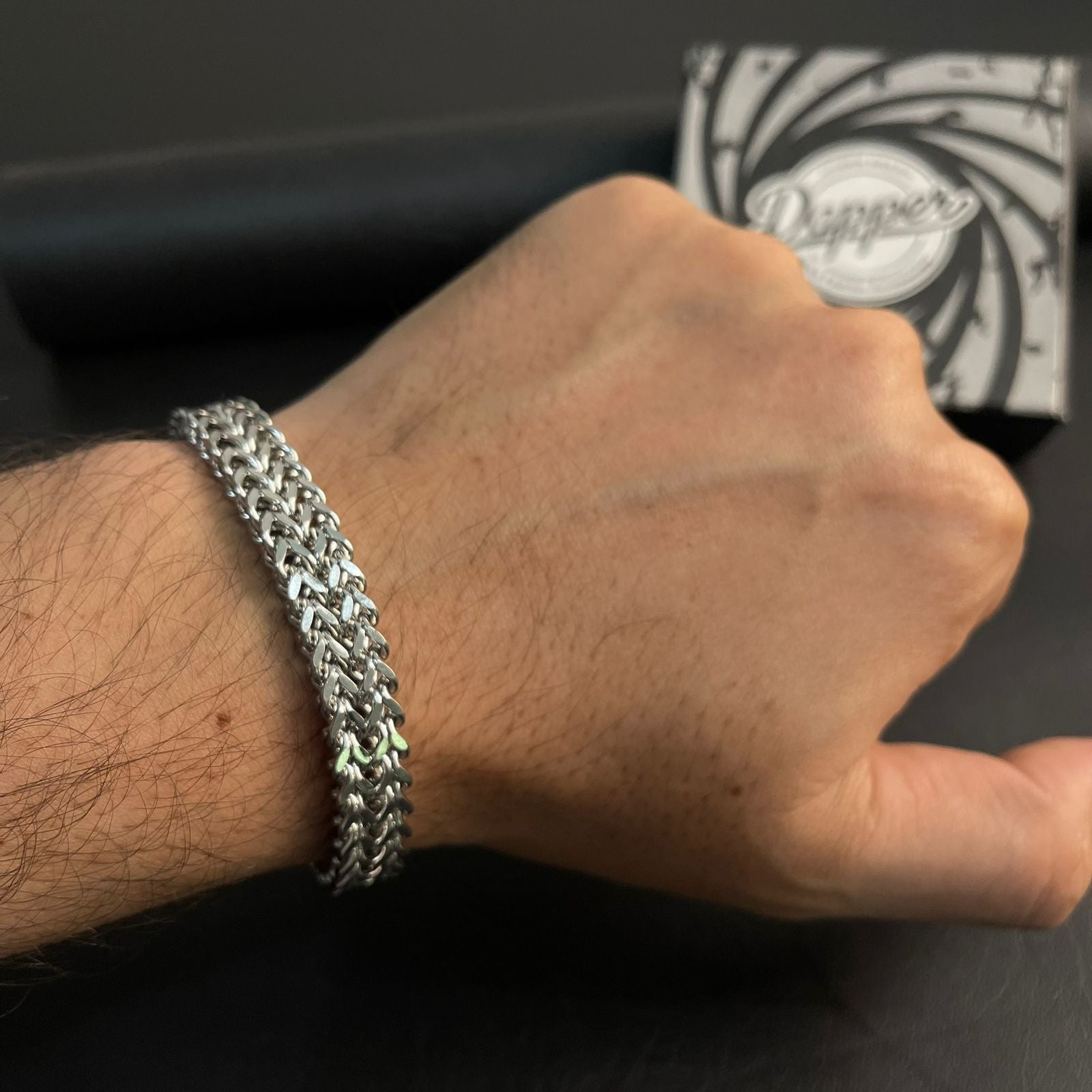 Premium Silver Foxtail Chain Bracelet for Men