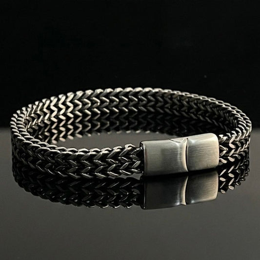 Antique Silver Foxtail Chain Bracelet for Men - 7mm