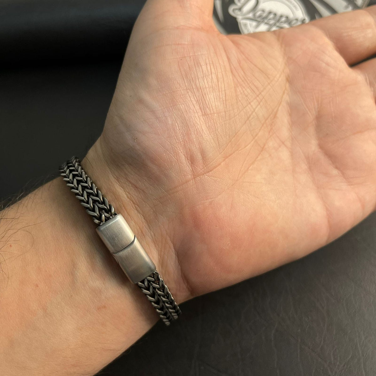 Antique Silver Foxtail Chain Bracelet for Men - 7mm