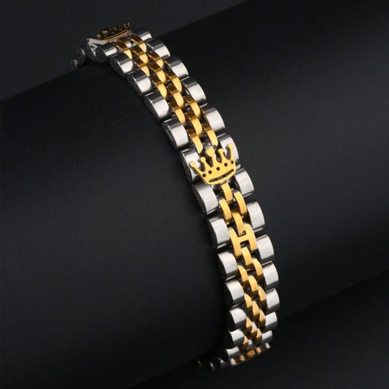 Premium Crown Jubilee Bracelet for Men-S-Gold