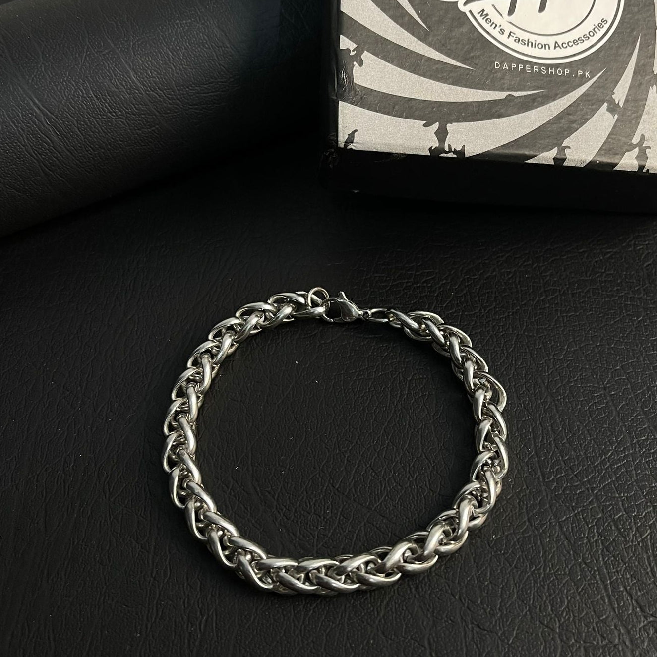 8mm Wheat Braided Stainlees Steel Bracelet